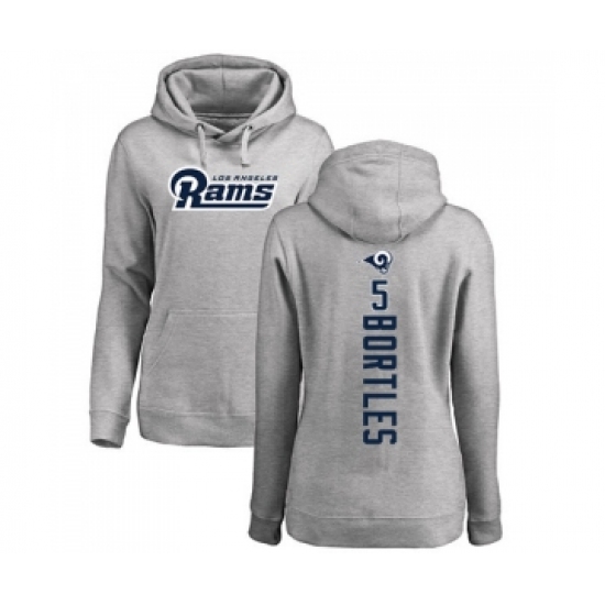 Football Women's Los Angeles Rams #5 Blake Bortles Ash Backer Pullover Hoodie