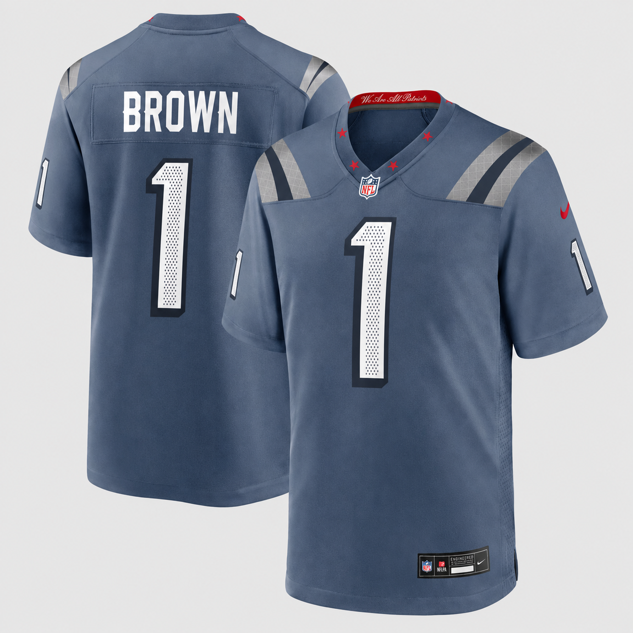 Men's New England Patriots A.J. Brown Nike Storm Blue 2025 Rivalries Collection Limited Jersey