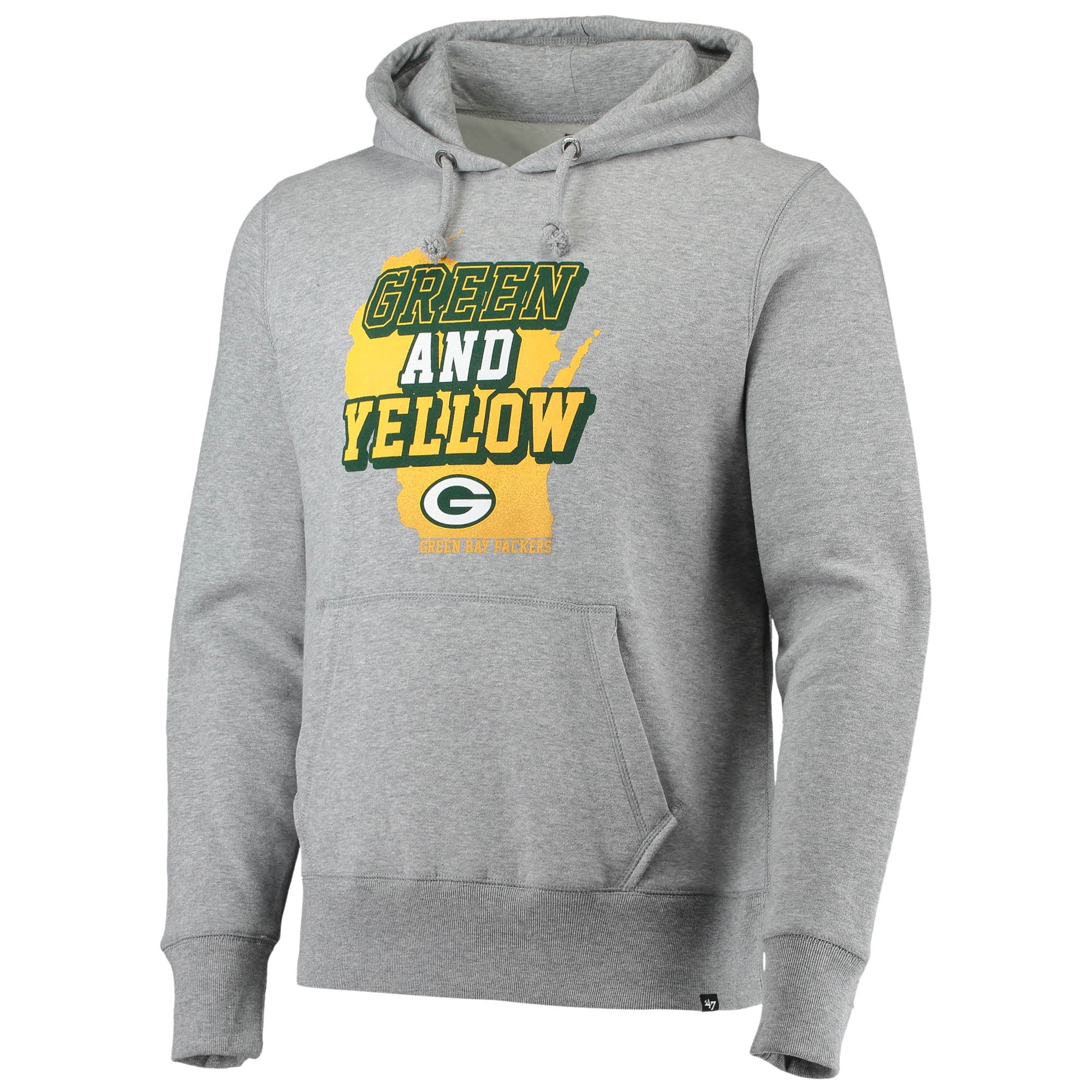 Men's '47 Heathered Gray Green Bay Packers Team Headline Pullover Hoodie