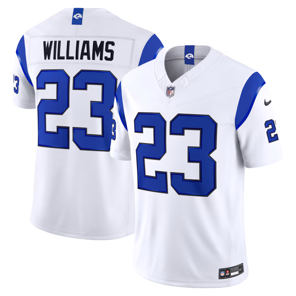 Men's Los Angeles Rams Kyren Williams Nike Fearsome White Vapor F.U.S.E. Stitched Limited Jersey