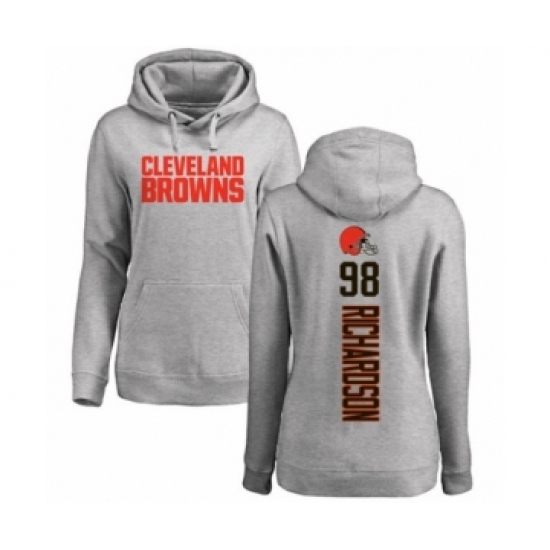Football Women's Cleveland Browns #98 Sheldon Richardson Ash Backer Pullover Hoodie
