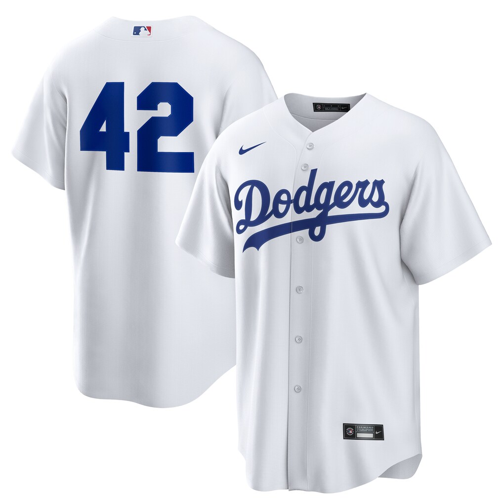 Men's Los Angeles Dodgers Nike White Home  2025 Jackie Robinson Day Replica Jersey