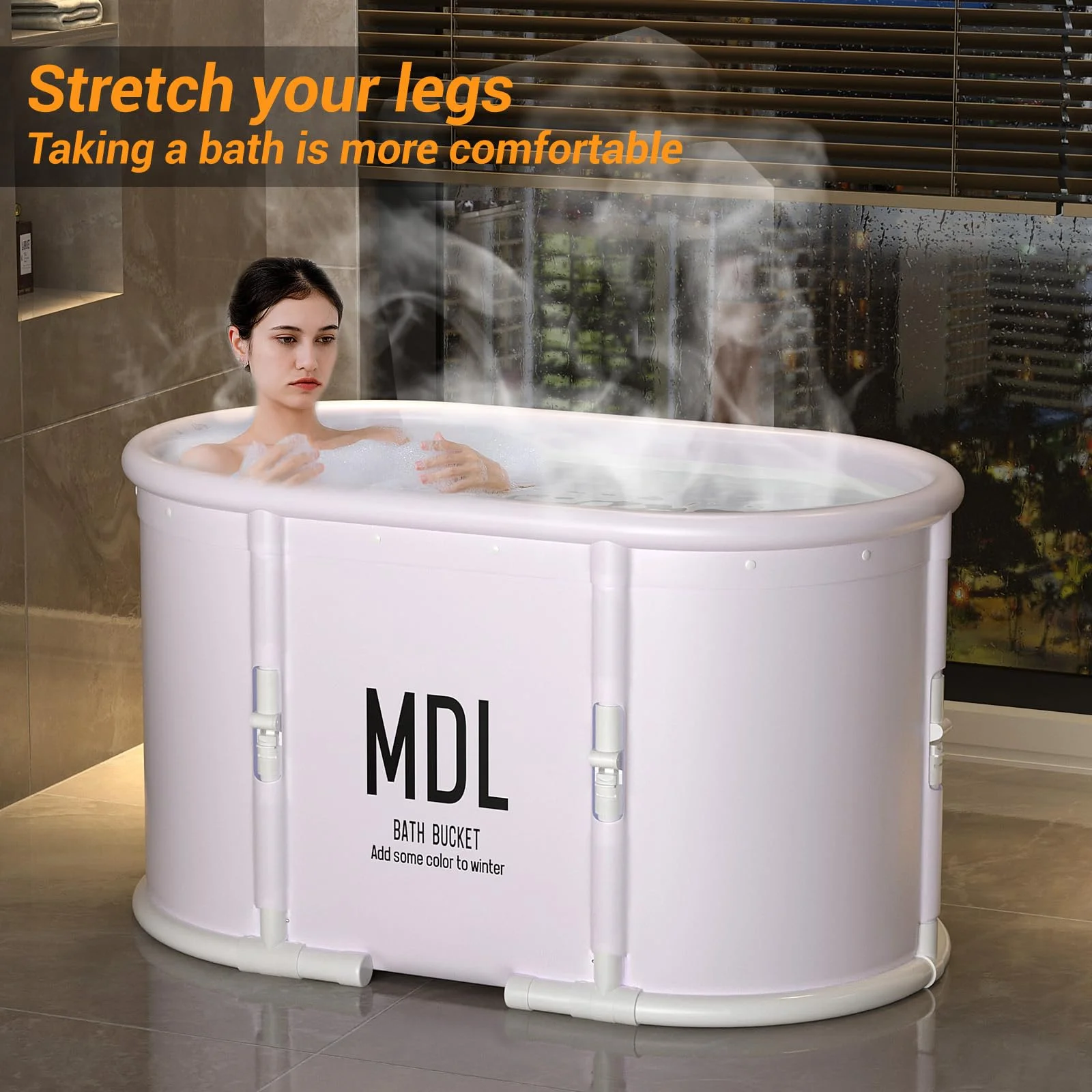JOJOLAM Large Bathtub, Folding Portable Bath Tub - Curated Treasures Market