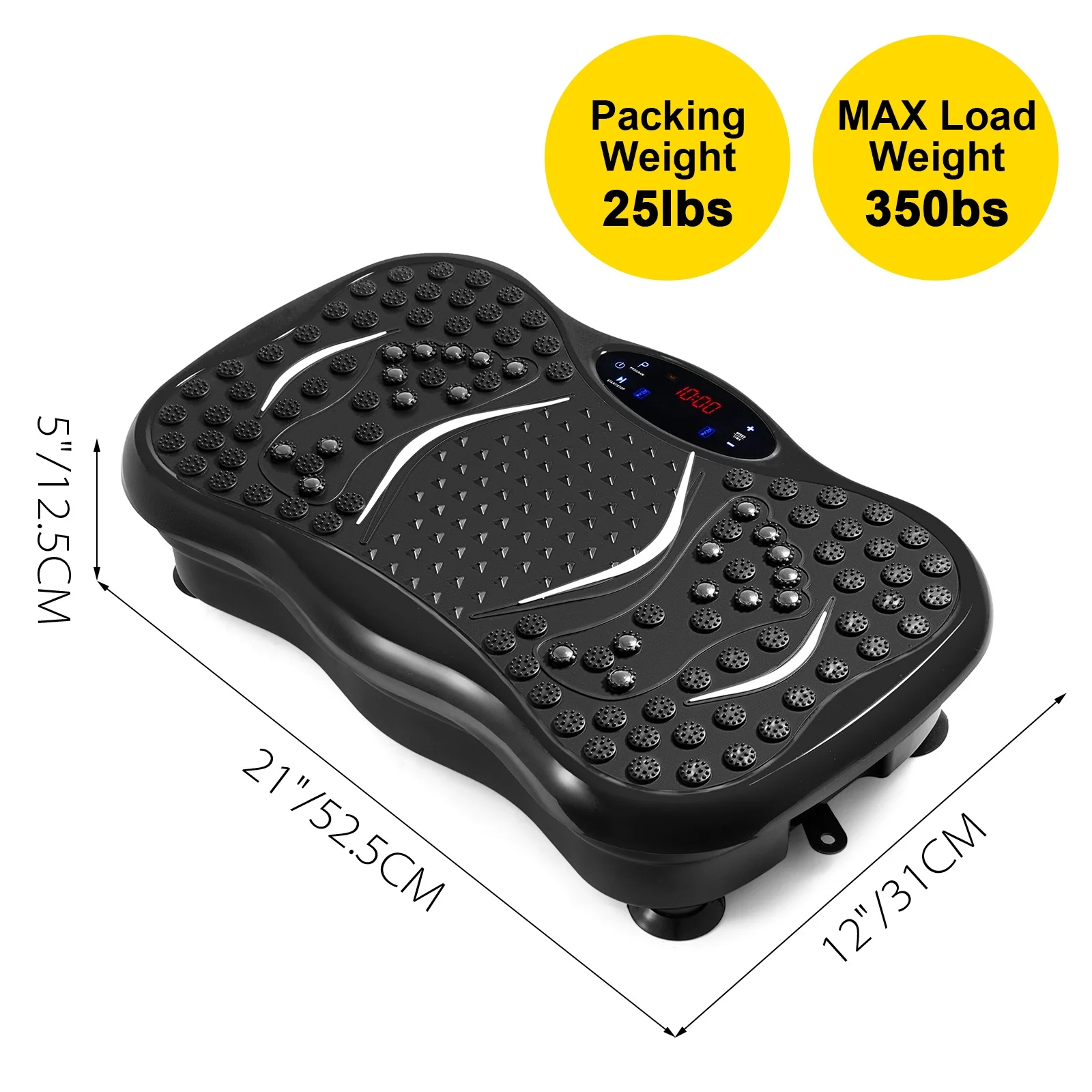 VEVOR Vibration Platform, Full Body Exercise Vibration Plate, Vibration Machine 350lbs LCD 3 Levels Massage Remote Bluetooth USB Music, Fitness Vibration Machine, Black - Curated Treasures Market