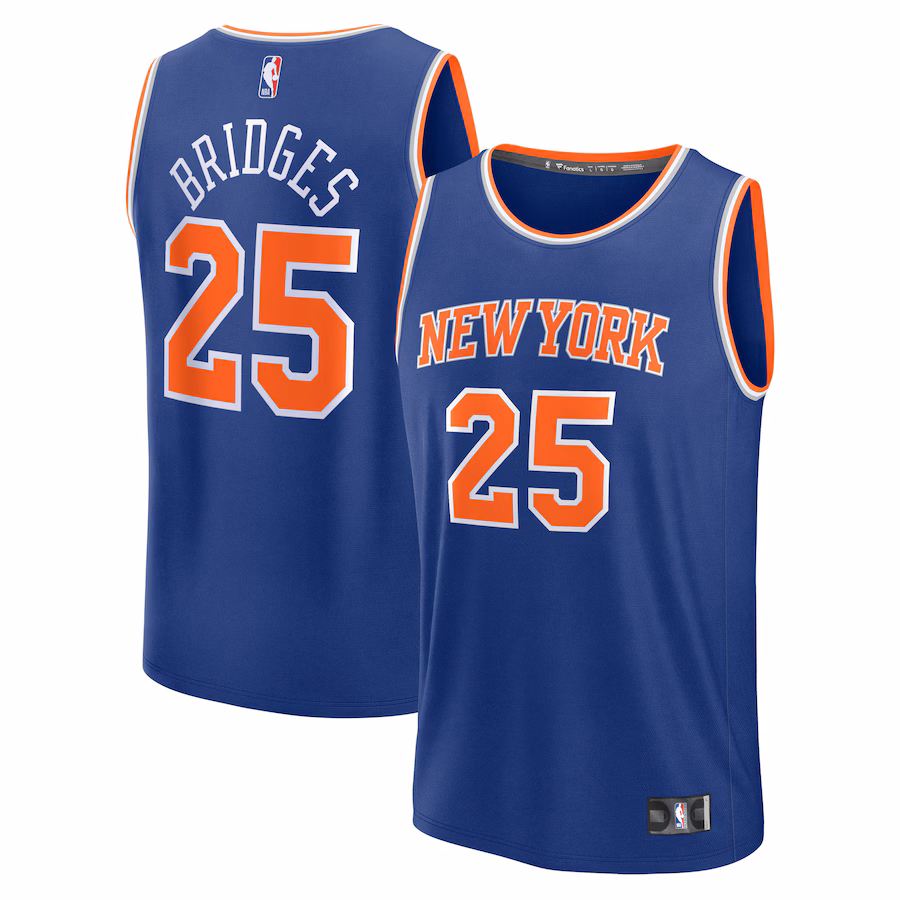 Youth New York Knicks Mikal Bridges Fanatics Blue Fast Break Replica Player Jersey - Icon Edition