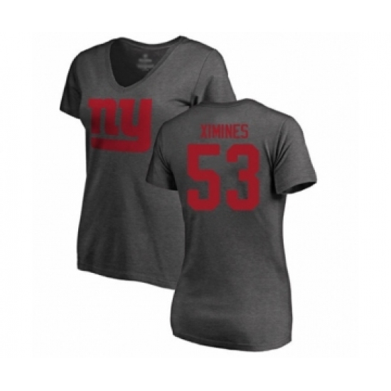 Football Women's New York Giants #53 Oshane Ximines Ash One Color T-Shirt