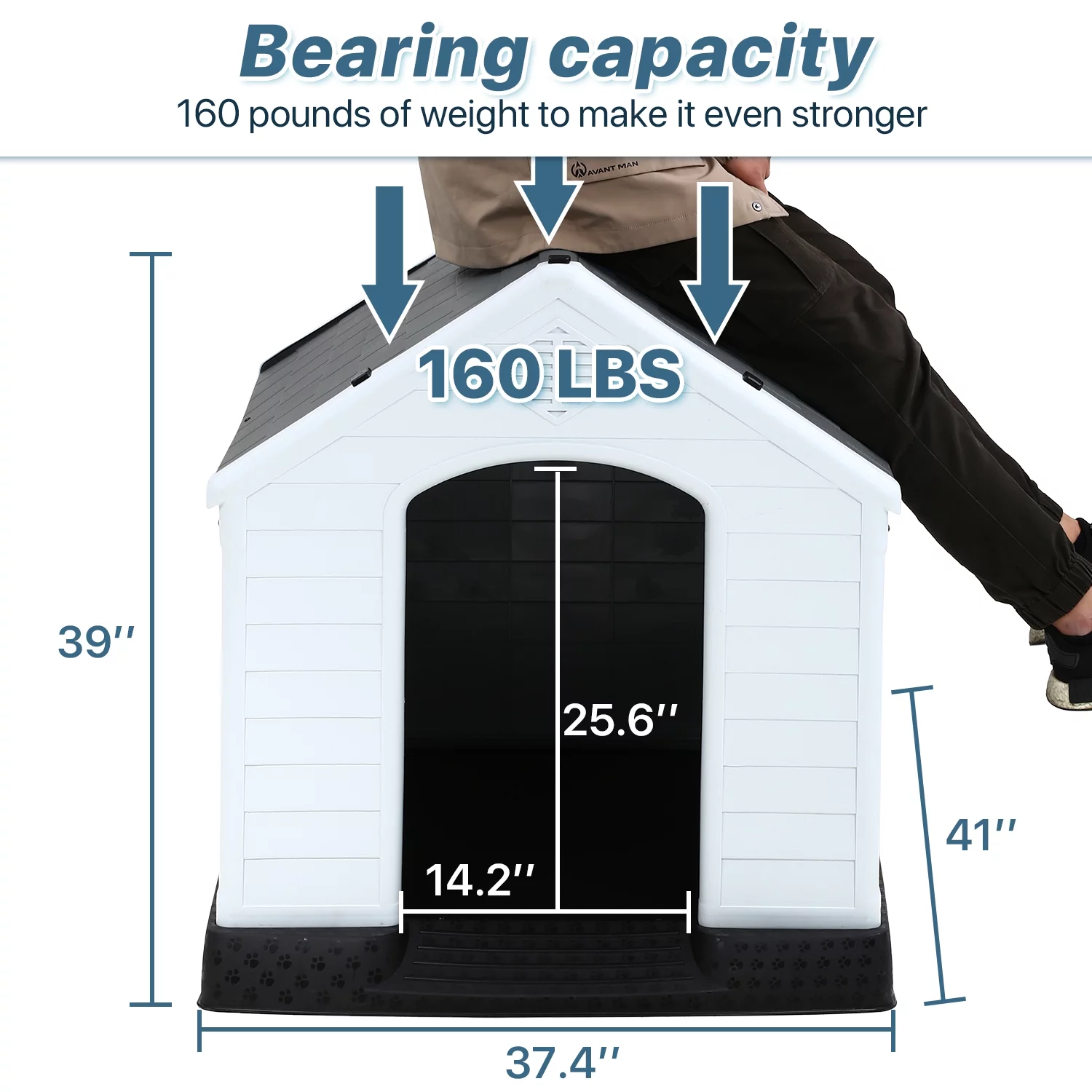 Extra Large Dog House for Large Medium Dogs 41x37.4x39 inch Plastic Water Resistant Dog Houses with Hight Base Support for Winter Tough Durable House with Air Vents Elevated Floor, Grey - Curated Treasures Market