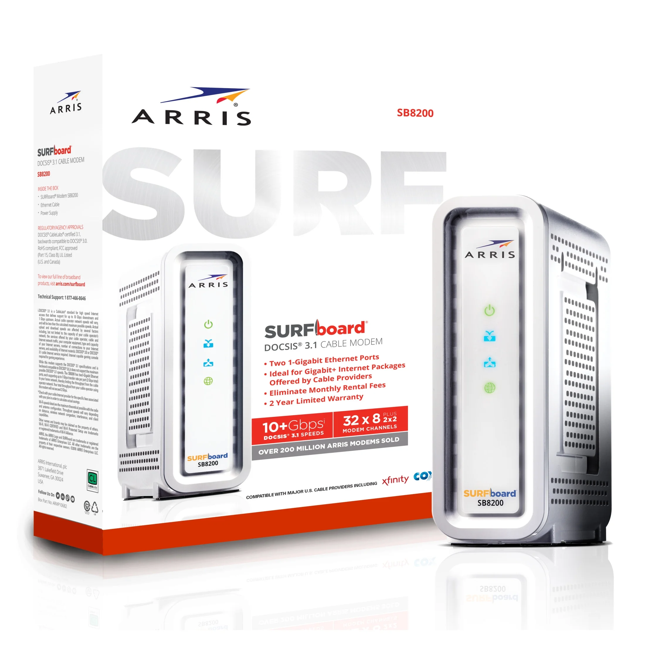 ARRIS Surfboard DOCSIS 3.1 Gigabit Cable Modem, Approved for Cox, Xfinity, Spectrum & Others - New Condition