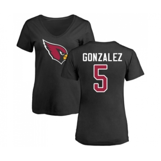 Football Women's Arizona Cardinals #5 Zane Gonzalez Black Name & Number Logo T-Shirt