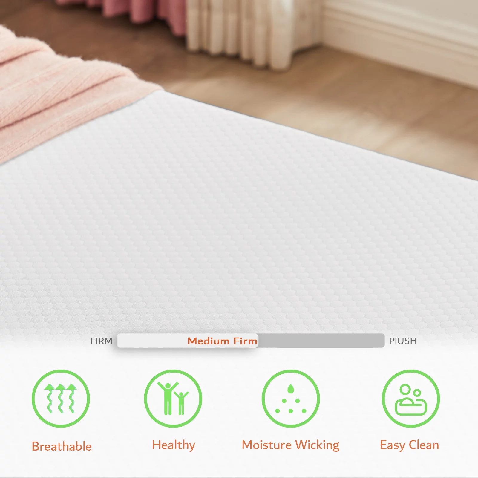 King Mattress, OUUI 10 inch Gel Memory Foam Mattress Medium Firm Mattress in a Box, White - Curated Treasures Market