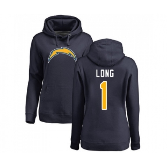 Football Women's Los Angeles Chargers #1 Ty Long Navy Blue Name & Number Logo Pullover Hoodie