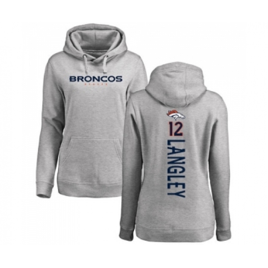 Football Women's Denver Broncos #12 Brendan Langley Ash Backer Pullover Hoodie
