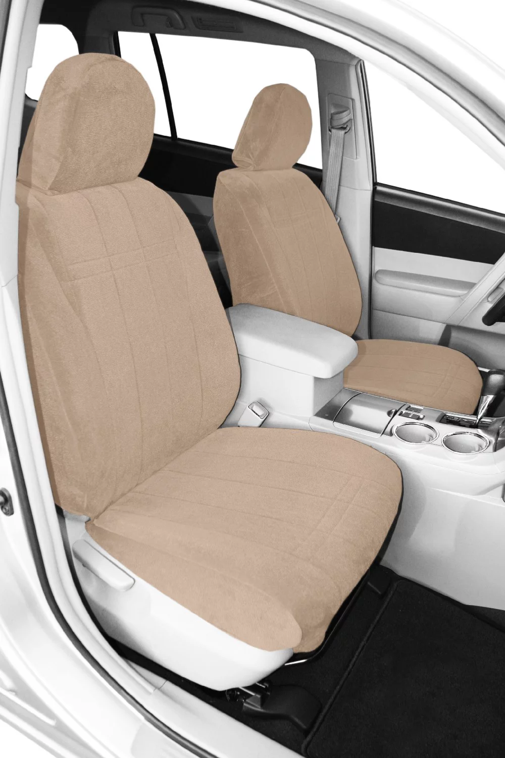 CalTrend Front Buckets O.E. Velour Seat Covers for 2008-2015 Nissan Rogue Select|Rogue - NS353-06RA Beige Classic Insert and Trim - Curated Treasures Market