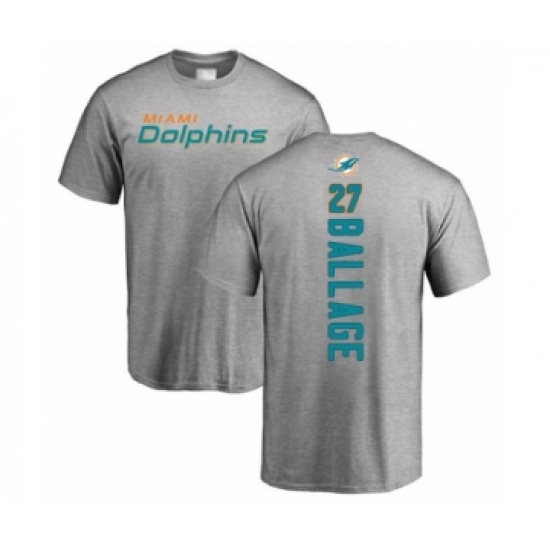 Football Miami Dolphins #27 Kalen Ballage Ash Backer T-Shirt