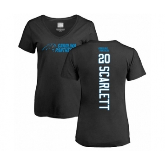 Football Women's Carolina Panthers #20 Jordan Scarlett Black Backer T-Shirt