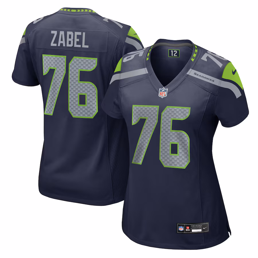 Women's Seattle Seahawks Grey Zabel Nike College Navy Team Game Jersey
