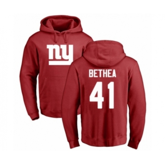 Football New York Giants #41 Antoine Bethea Red Name & Number Logo Pullover Hoodie
