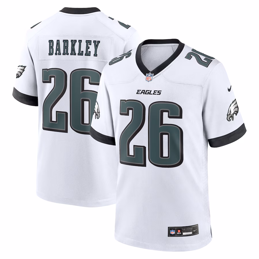 Men's Philadelphia Eagles Saquon Barkley Nike White Game Jersey