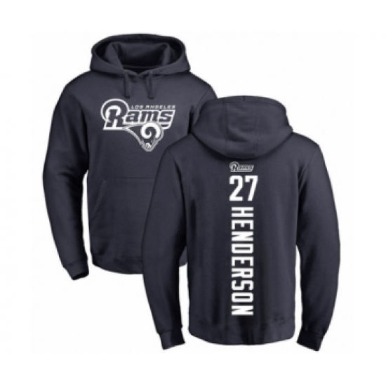 Football Los Angeles Rams #27 Darrell Henderson Navy Blue Backer Pullover Hoodie