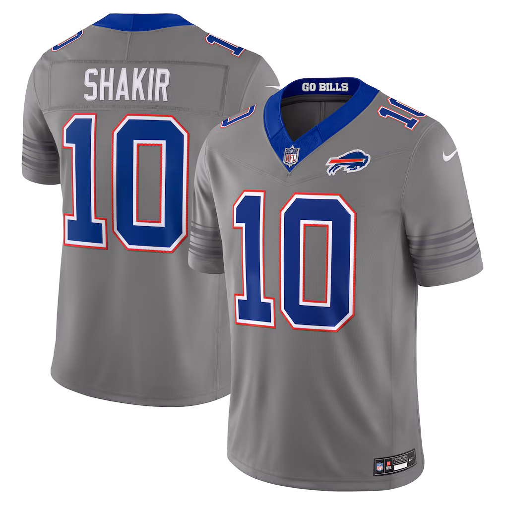 Men's Buffalo Bills Khalil Shakir Nike Gray Nickel City Vapor F.U.S.E. Stitched Limited Jersey
