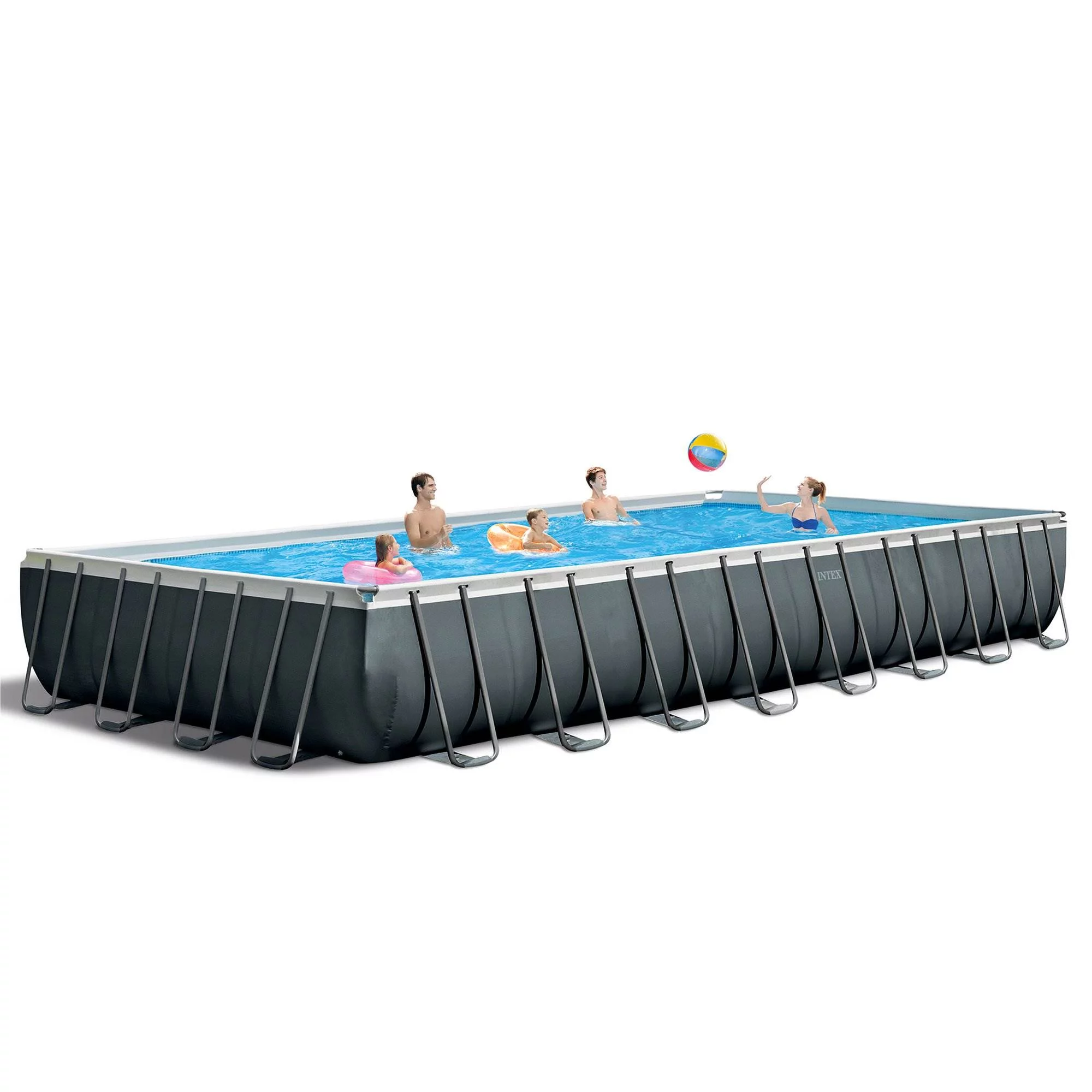 Intex 26373EH Ultra XTR Sleek Rectangular Above Ground Swimming Pool Set, Gray