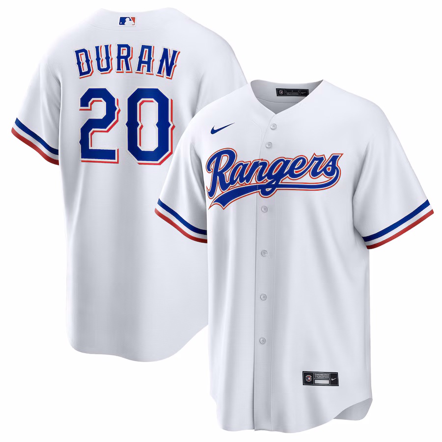 Youth Texas Rangers Ezequiel Duran Nike White Home Replica Jersey