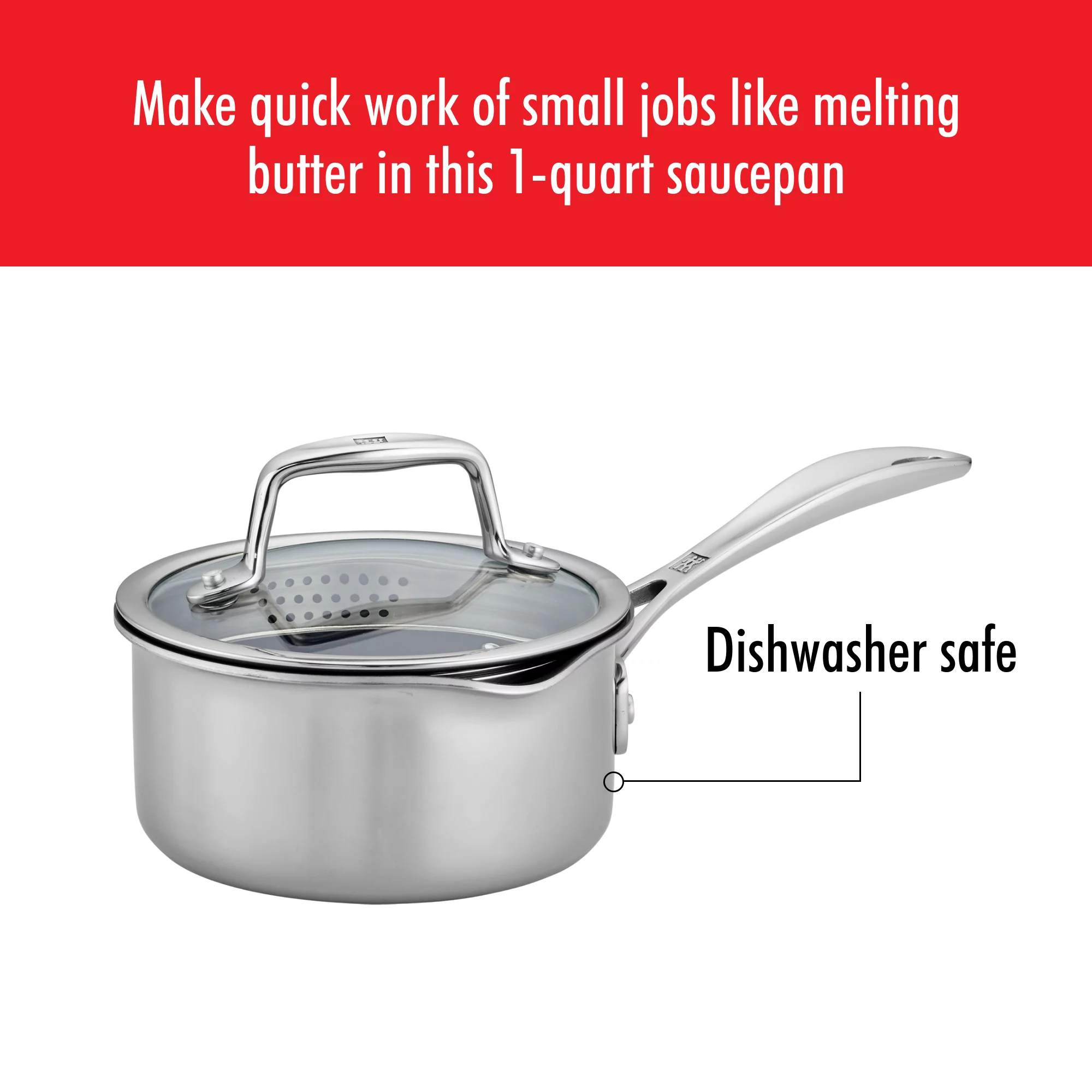 ZWILLING Clad CFX 1-qt Stainless Steel Ceramic Nonstick Saucepan