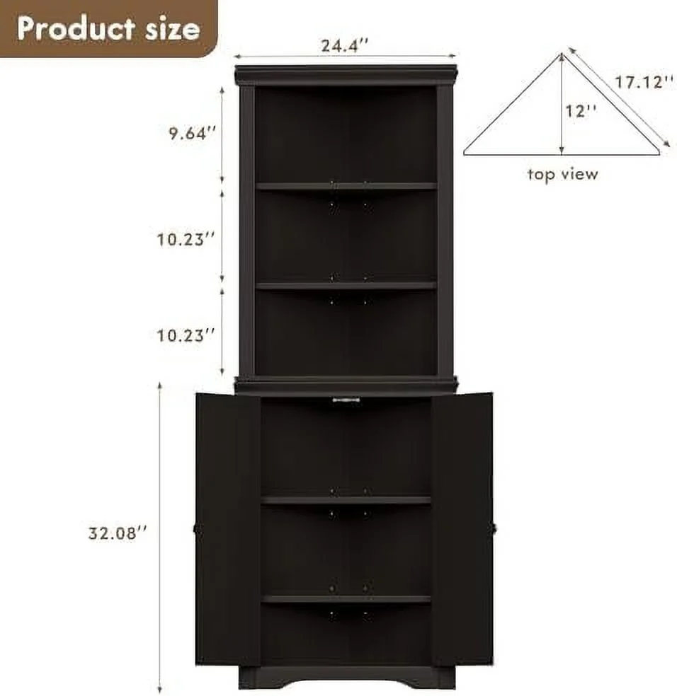 GVJMTKP Corner Cabinet  Corner  with 2 Barn Doors and 3 Shelves  Freestanding  Cabinet with Adjustable Dividers for Bathroom  Living Room  Bedroom or Kitchen (White) - Curated Treasures Market