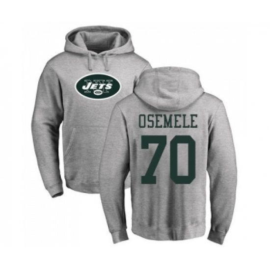 Football New York Jets #70 Kelechi Osemele Ash Name & Number Logo Pullover Hoodie