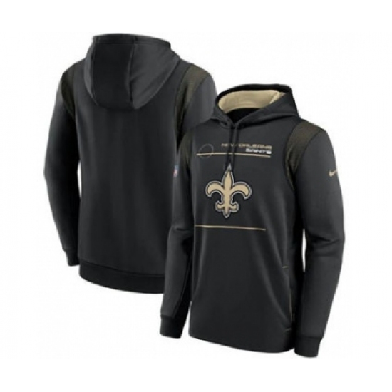 Men's New Orleans Saints 2021 Black Sideline Logo Performance Pullover Hoodie
