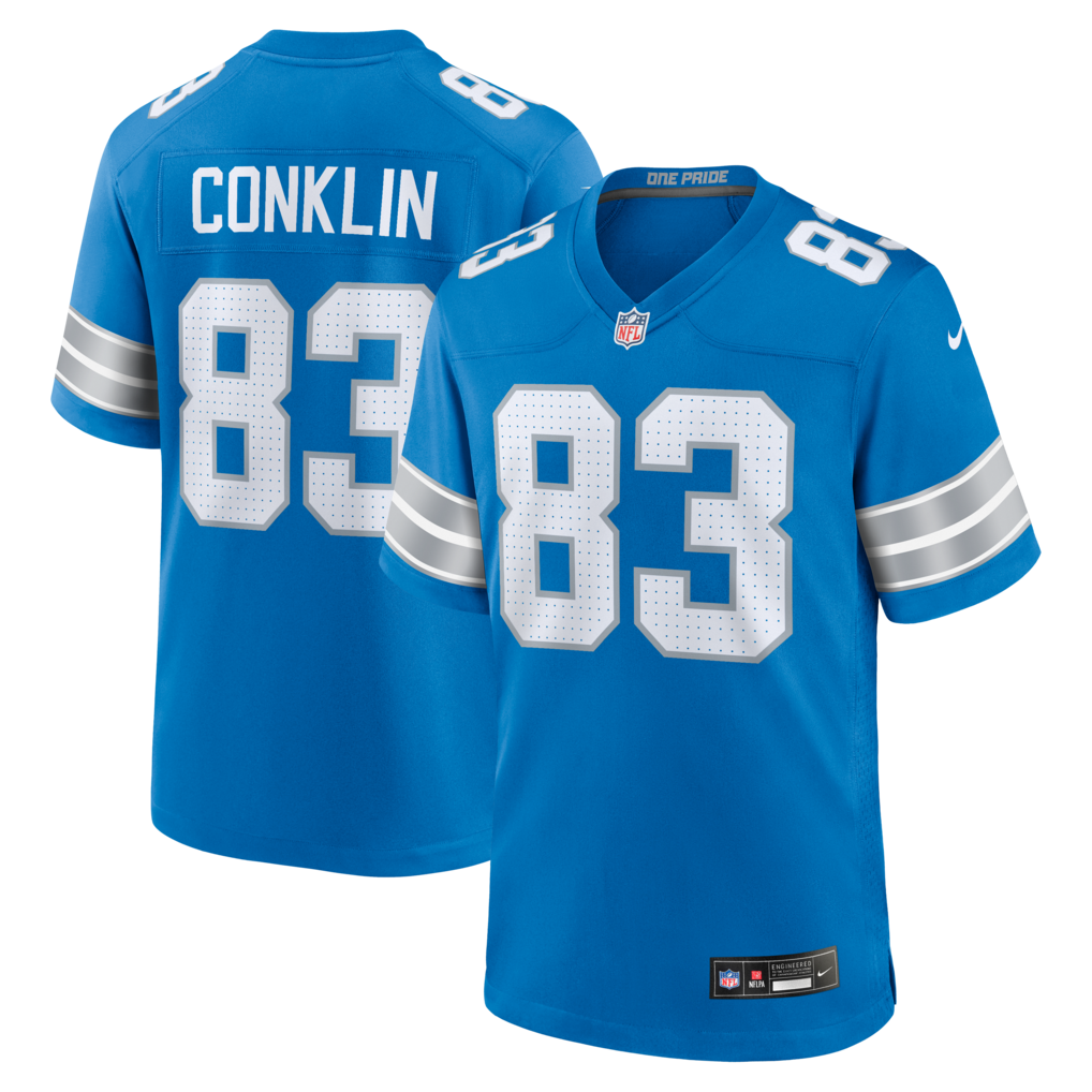 Men's Detroit Lions Tyler Conklin Nike Blue Team Game Jersey