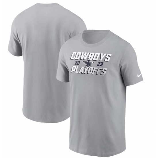 Men's Dallas Cowboys Gray 2023 Playoffs Iconic T-Shirt