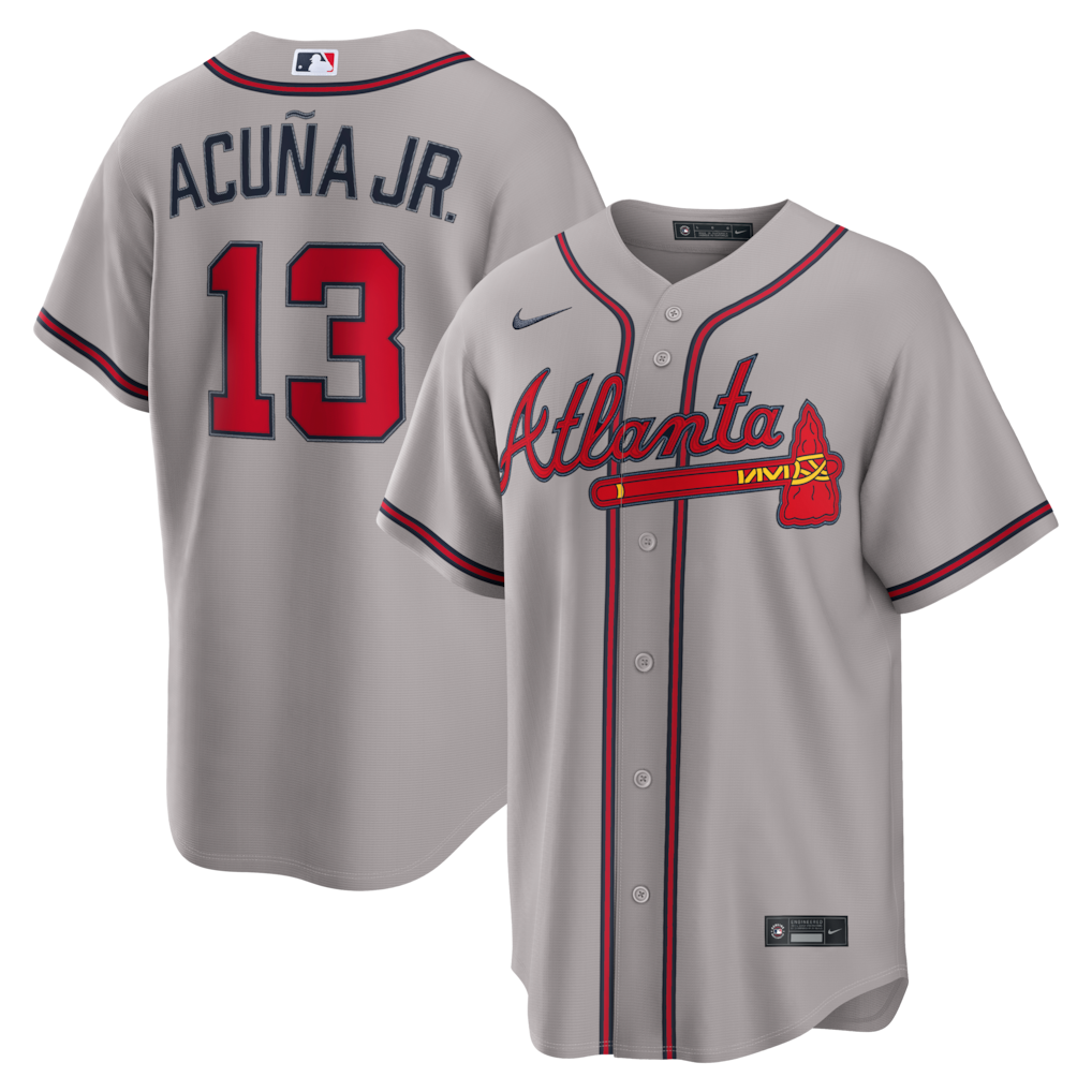 Men's Atlanta Braves Ronald Acuña Jr. Nike Gray Road Replica Jersey