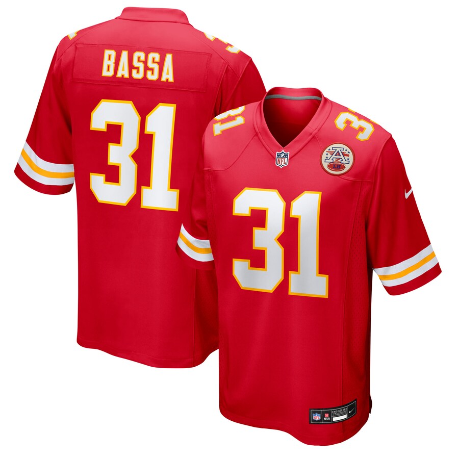Men's Kansas City Chiefs Jeffrey Bassa Nike Red Team Game Jersey