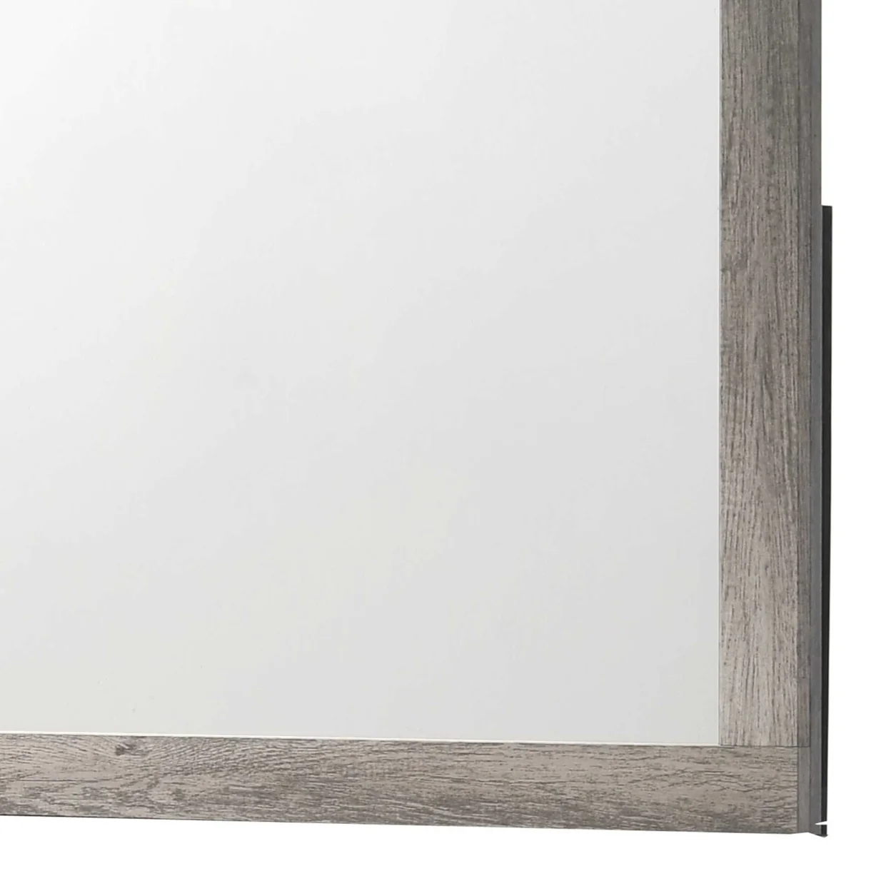 Rectangular Wooden Dresser Top Mirror with Grains. Gray and Silver- Saltoro Sherpi