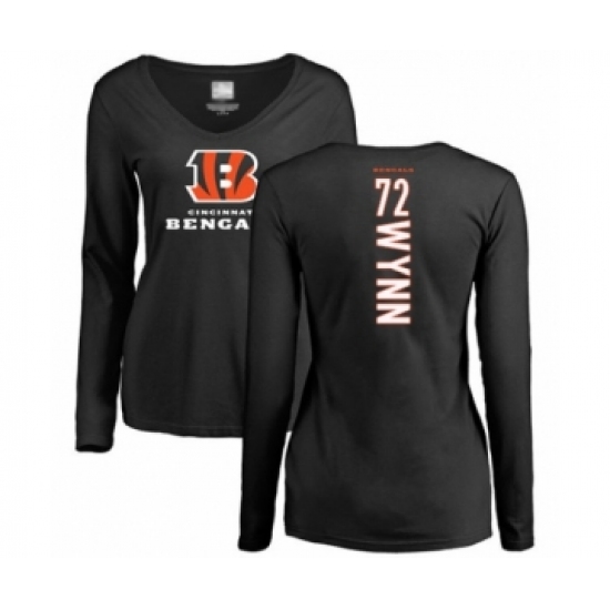Football Women's Cincinnati Bengals #72 Kerry Wynn Black Backer Long Sleeve T-Shirt