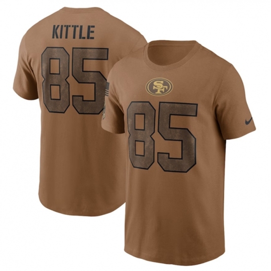 Men's San Francisco 49ers #85 George Kittle 2023 Brown Salute To Service T Shirt