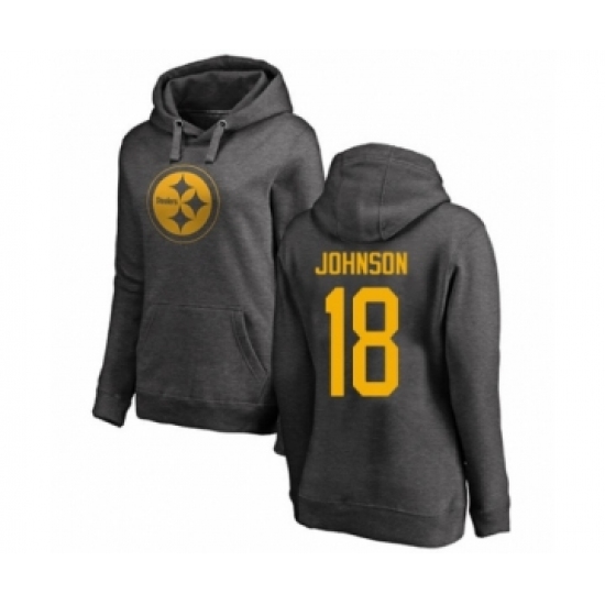 Women's Pittsburgh Steelers #18 Diontae Johnson Ash One Color Pullover Hoodie