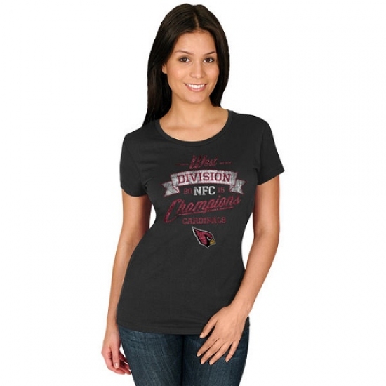 NFL Women Arizona Cardinals Majestic Black 2015 NFC West Division Champions T-Shirt