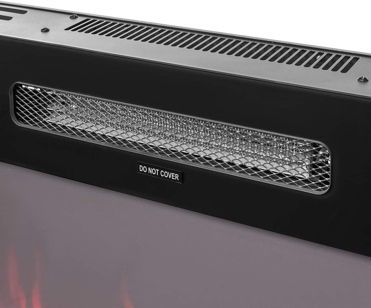 XtremepowerUS 1500W Recessed Electric Insert Fireplace Wall Mounted Fire Place Heater Multicolor Flame, Remote Control