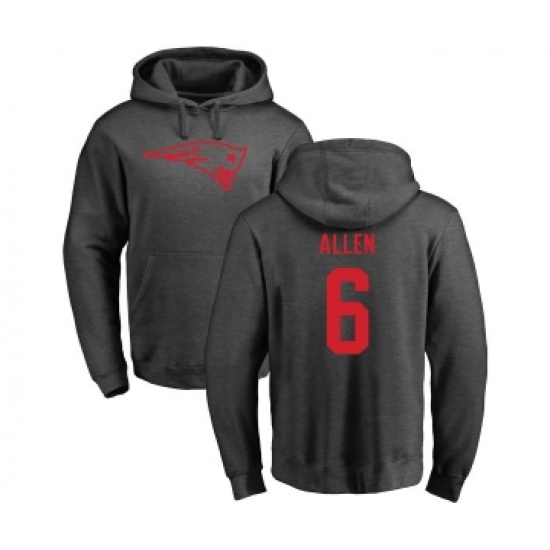 Football New England Patriots #6 Ryan Allen Ash One Color Pullover Hoodie