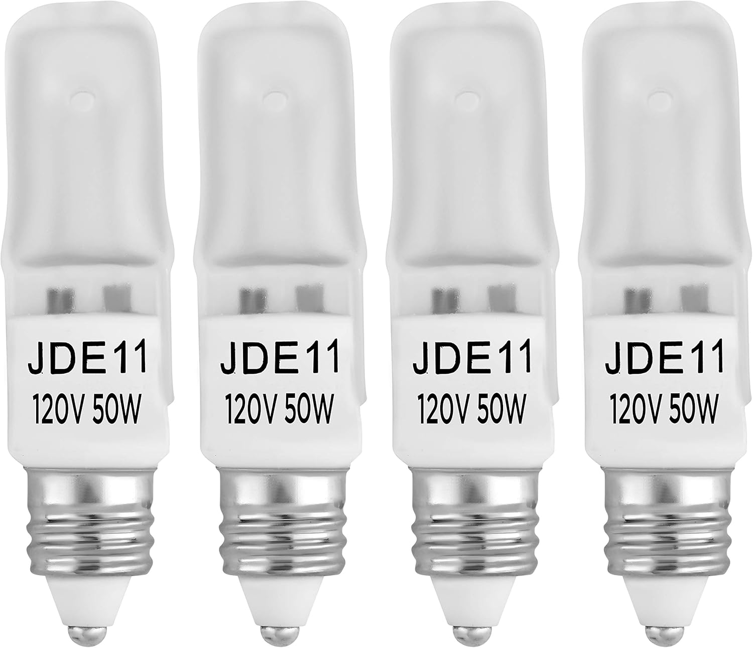 Bluex Bulbs 4-Pack JD E11 120V 50W Frosted Halogen JDE11 50W Bulb Warm White 50 Watt E11 Bulb Frosted JDE11 for Chandeliers, Pendants, Table Lamps, Cabinet Lighting, Mini-Candelabra Base