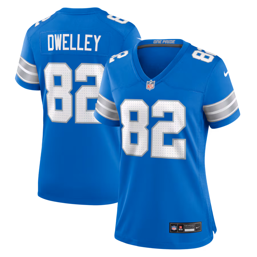 Women's Detroit Lions Ross Dwelley Nike Blue Team Game Jersey