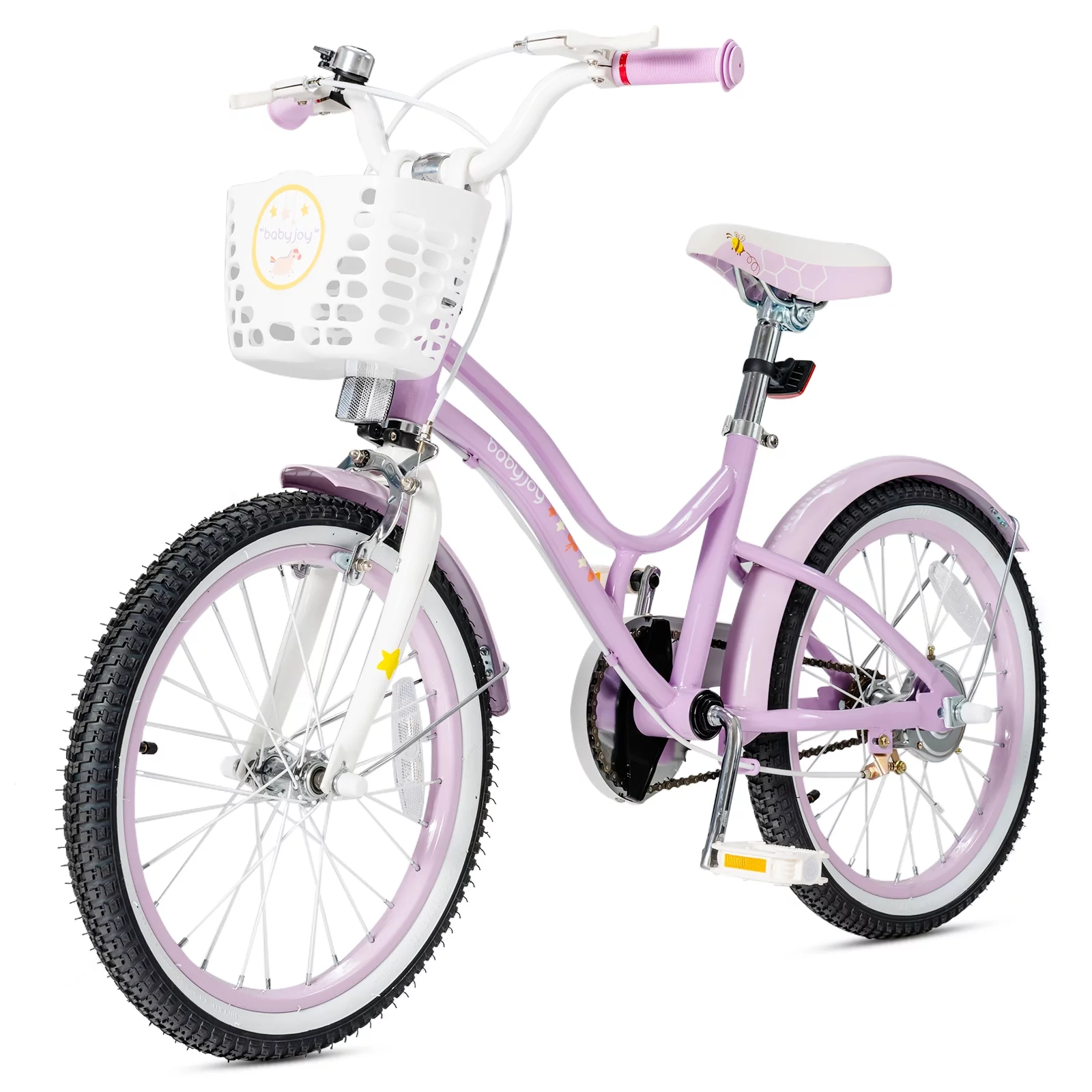 Topbuy 18 Kids Bike w/Removable Training Wheels &Adjustable Seat Toddlers Freestyle Adjustable Bicycle Purple