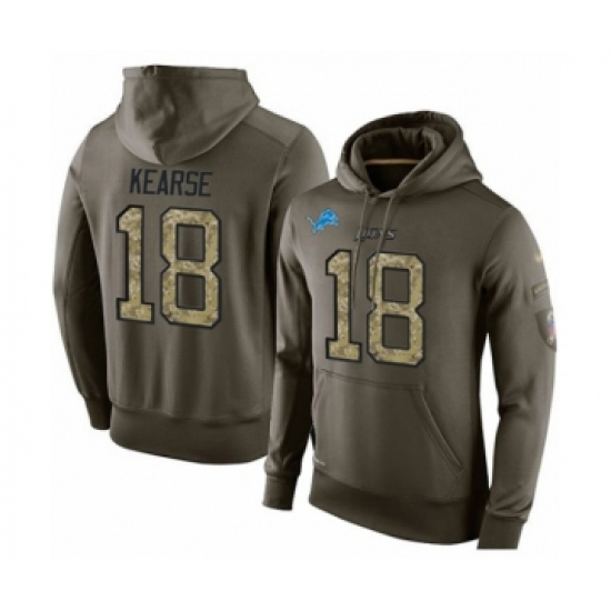 Football Men's Detroit Lions #18 Jermaine Kearse Green Salute To Service Pullover Hoodie