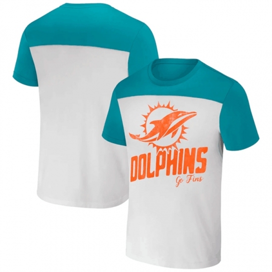 Men's Miami Dolphins Cream Aqua X Darius Rucker Collection Colorblocked T Shirt