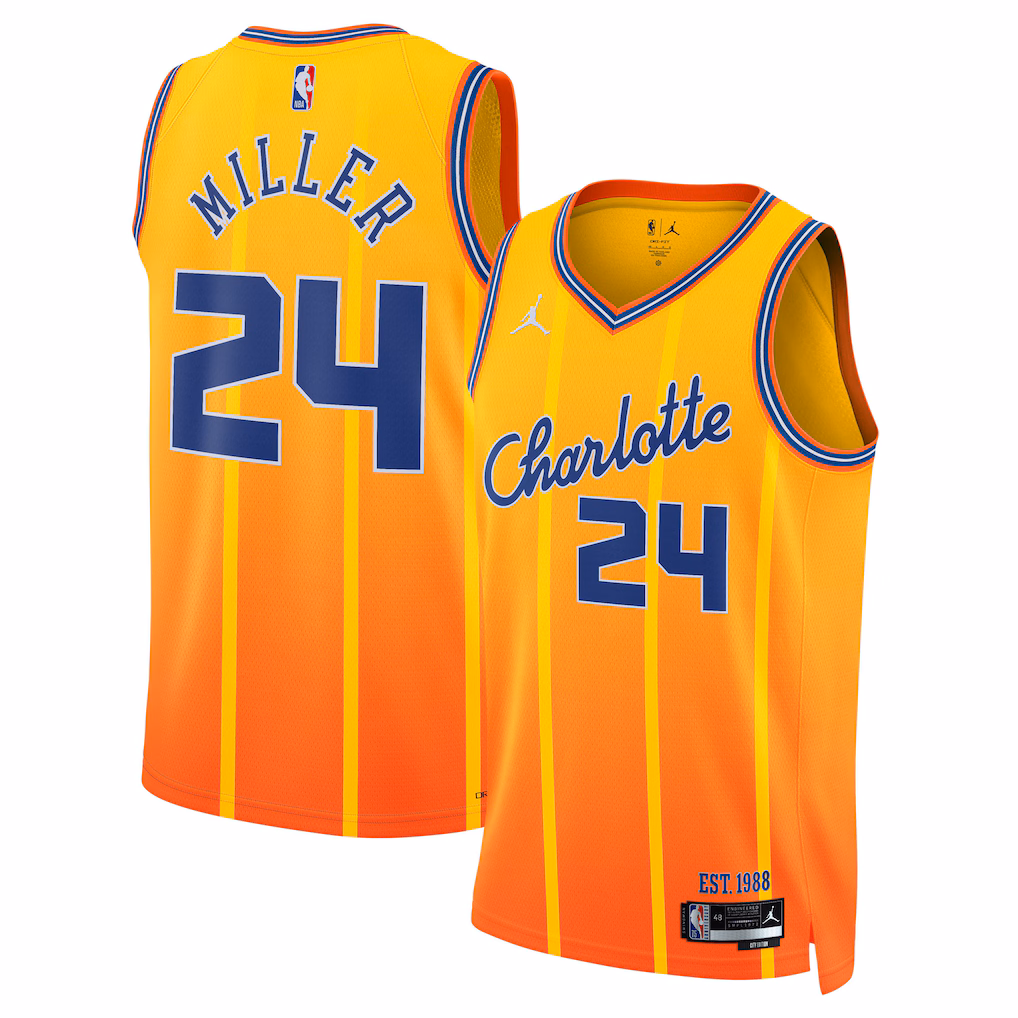 Unisex Charlotte Hornets Brandon Miller Jordan Brand Orange 2025/26 Swingman Jersey - City Edition