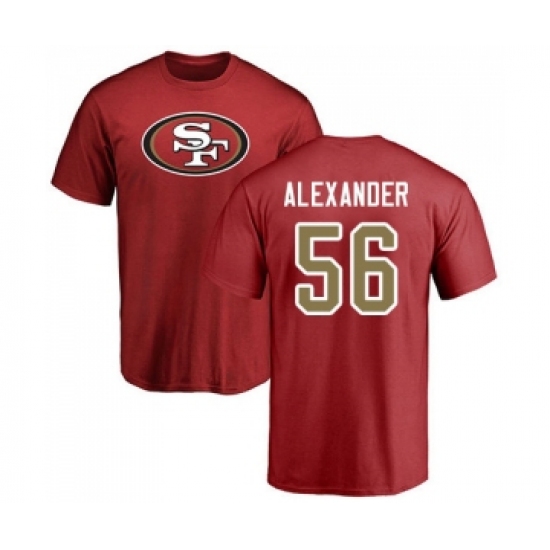 Football San Francisco 49ers #56 Kwon Alexander Red Name & Number Logo T-Shirt