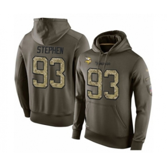Football Men's Minnesota Vikings #93 Shamar Stephen Green Salute To Service Pullover Hoodie
