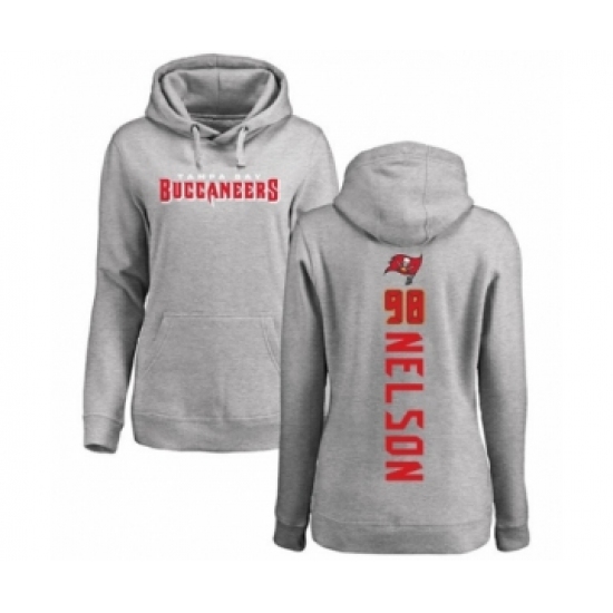 Football Women's Tampa Bay Buccaneers #98 Anthony Nelson Ash Backer Pullover Hoodie